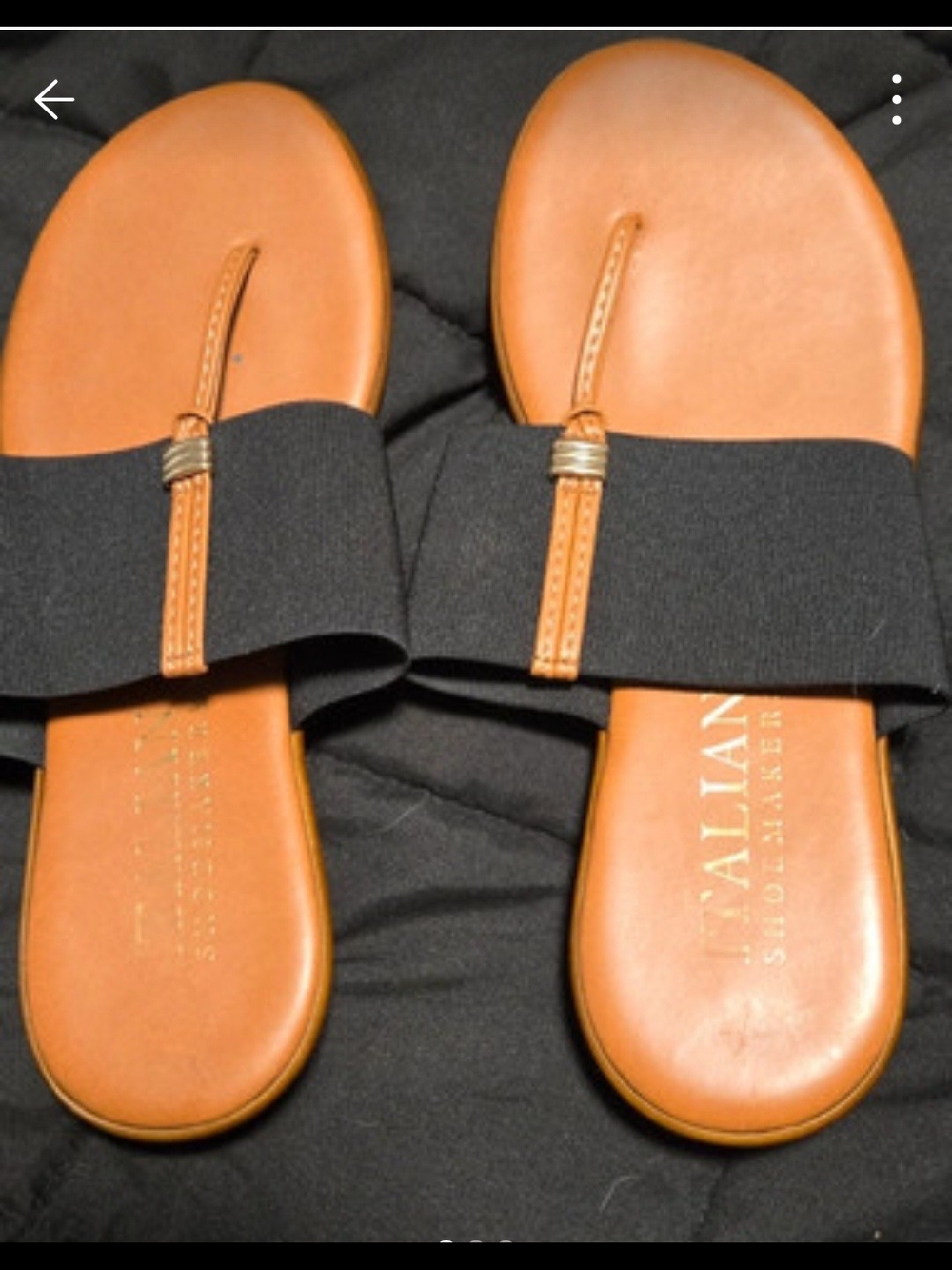 Italian Shoemakers Tan Footbed with Black Upper Slide Sandals